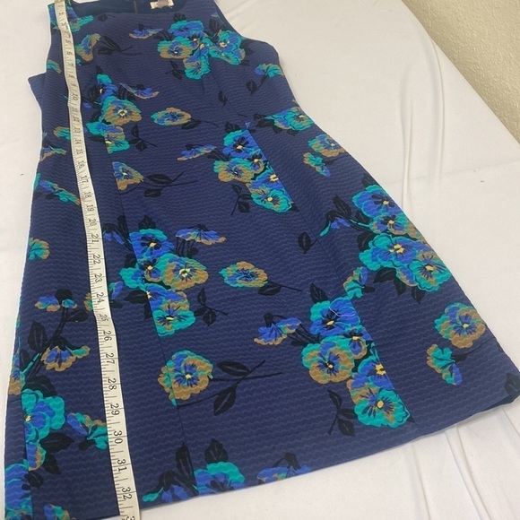 Fossil Blue Dress Lite Blue Flowers Zips Up Back - Picture 5 of 9